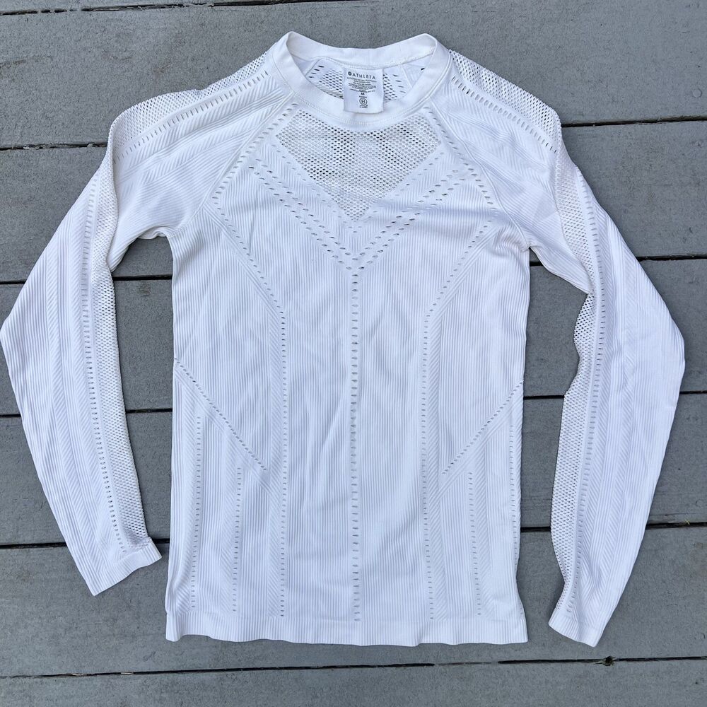 Athleta White Long Sleeve T-Shirt-Size M
